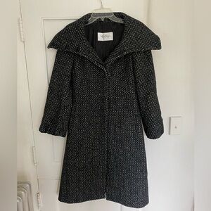 Max Mara Wool Cashmere Black&White Tweed Coat Size 4